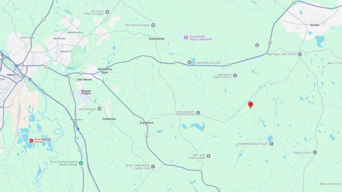 Secluded 17 Acres Just East of Macon Georgia. AG Zoning